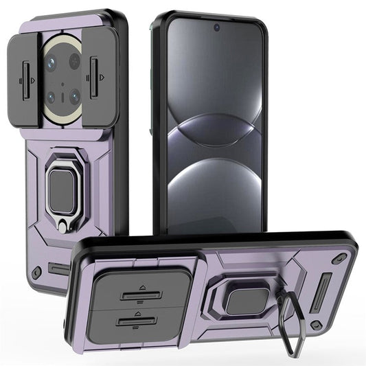 For Huawei Mate 70 Pro+ / 70 Pro Case PC+TPU Kickstand Phone Protector with Lens Cover - Purple