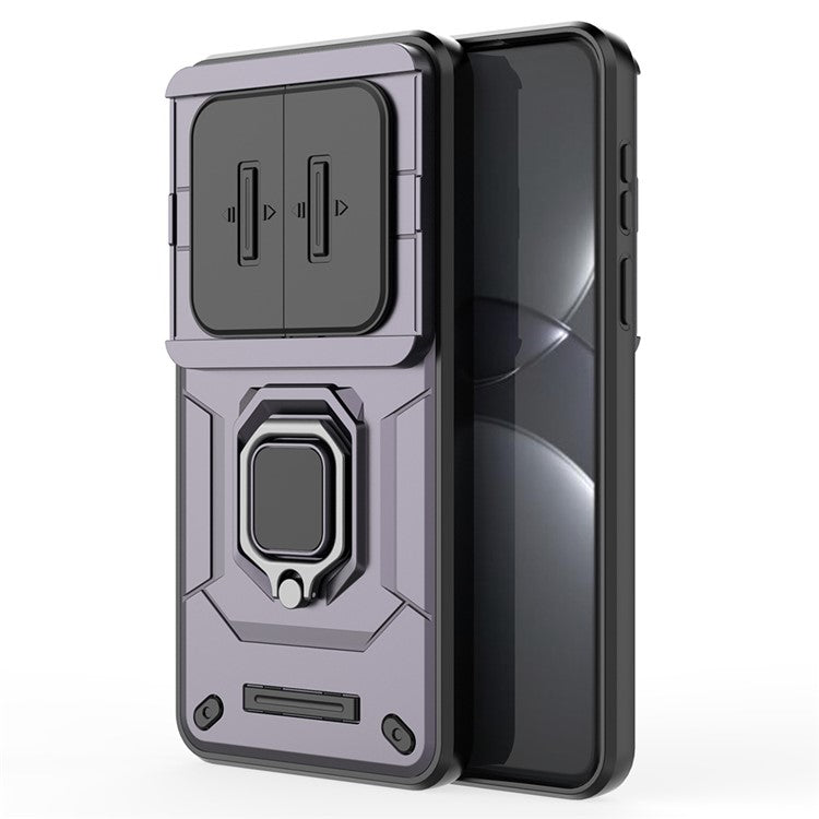 For Huawei Mate 70 Pro+ / 70 Pro Case PC+TPU Kickstand Phone Protector with Lens Cover - Purple