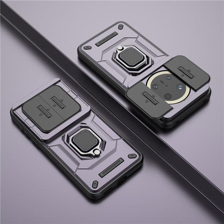 For Huawei Mate 70 Pro+ / 70 Pro Case PC+TPU Kickstand Phone Protector with Lens Cover - Purple