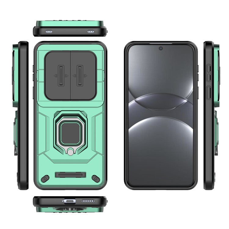 For Huawei Mate 70 Pro+ / 70 Pro Case PC+TPU Kickstand Phone Protector with Lens Cover - Green