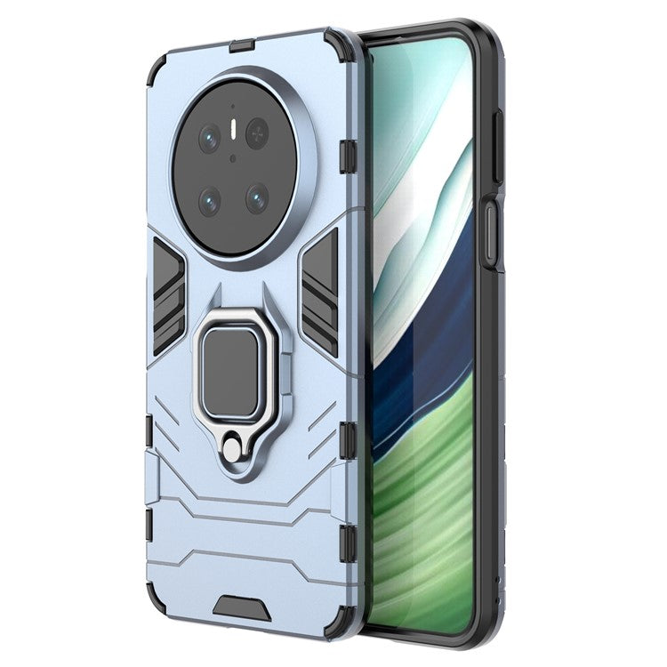 For Huawei Mate 70 Case PC+TPU Protective Phone Cover with Ring Kickstand - Blue