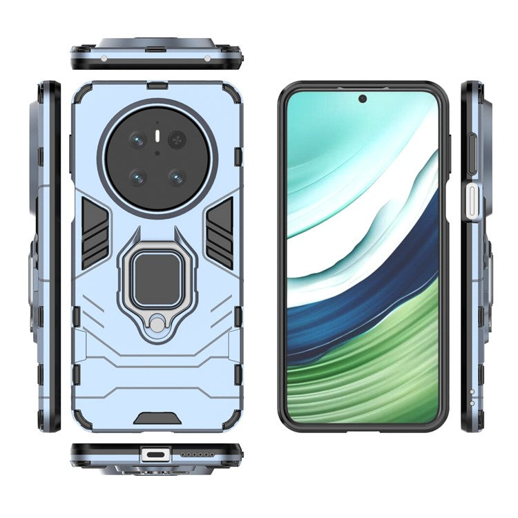 For Huawei Mate 70 Case PC+TPU Protective Phone Cover with Ring Kickstand - Blue
