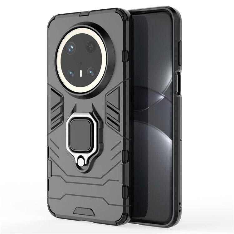 For Huawei Mate 70 Pro+ / 70 Pro Case PC+TPU Protective Phone Cover with Ring Kickstand - Black