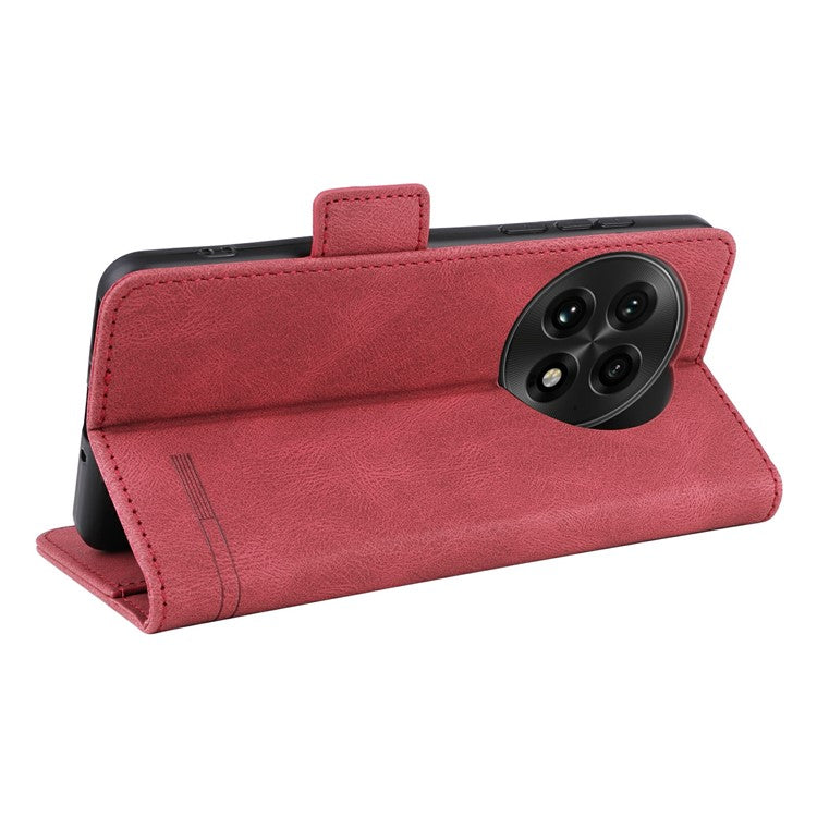 For OnePlus 13 Case Leather Wallet Flip Phone Cover with Hardware Decor - Rose