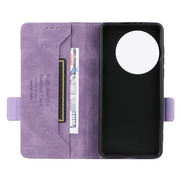 For OnePlus 13 Case Leather Wallet Flip Phone Cover with Hardware Decor - Purple