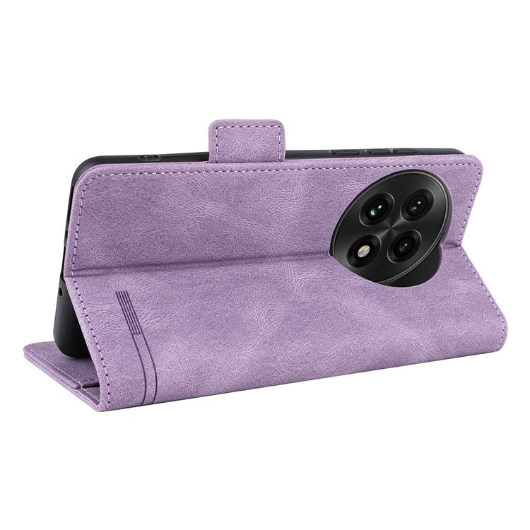 For OnePlus 13 Case Leather Wallet Flip Phone Cover with Hardware Decor - Purple