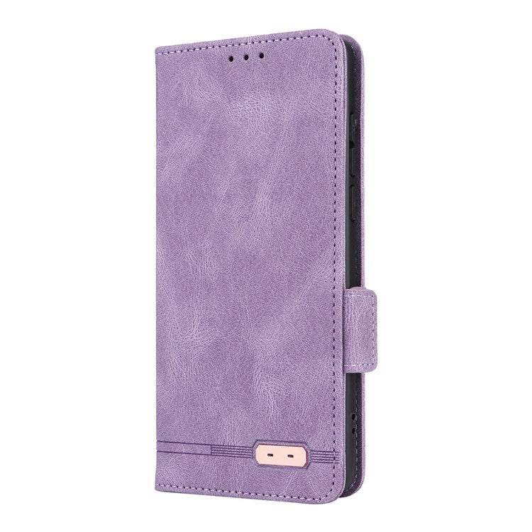 For OnePlus 13 Case Leather Wallet Flip Phone Cover with Hardware Decor - Purple