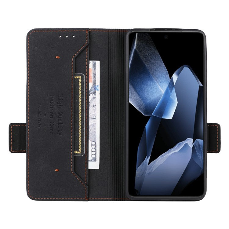 For OnePlus 13 Case Leather Wallet Flip Phone Cover with Hardware Decor - Black