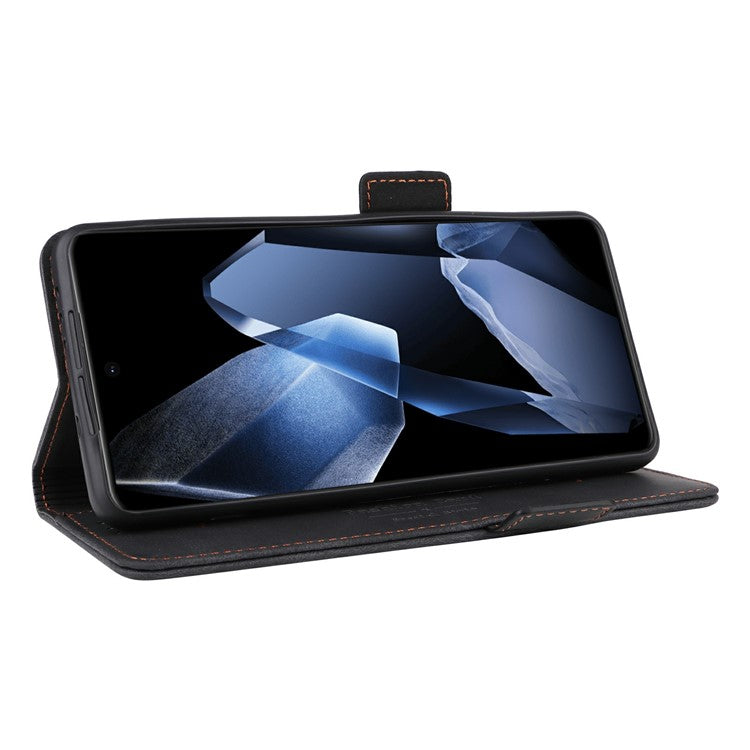 For OnePlus 13 Case Leather Wallet Flip Phone Cover with Hardware Decor - Black