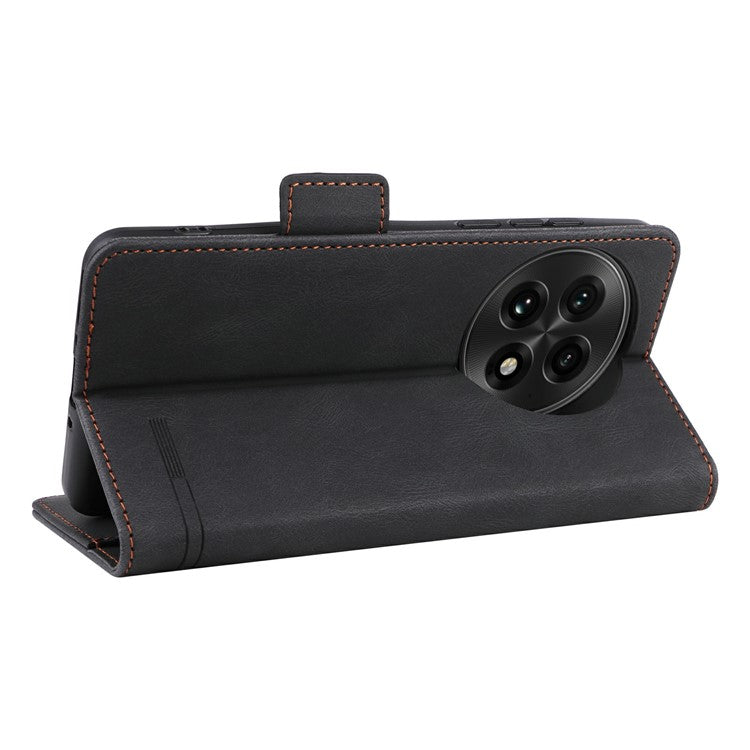 For OnePlus 13 Case Leather Wallet Flip Phone Cover with Hardware Decor - Black