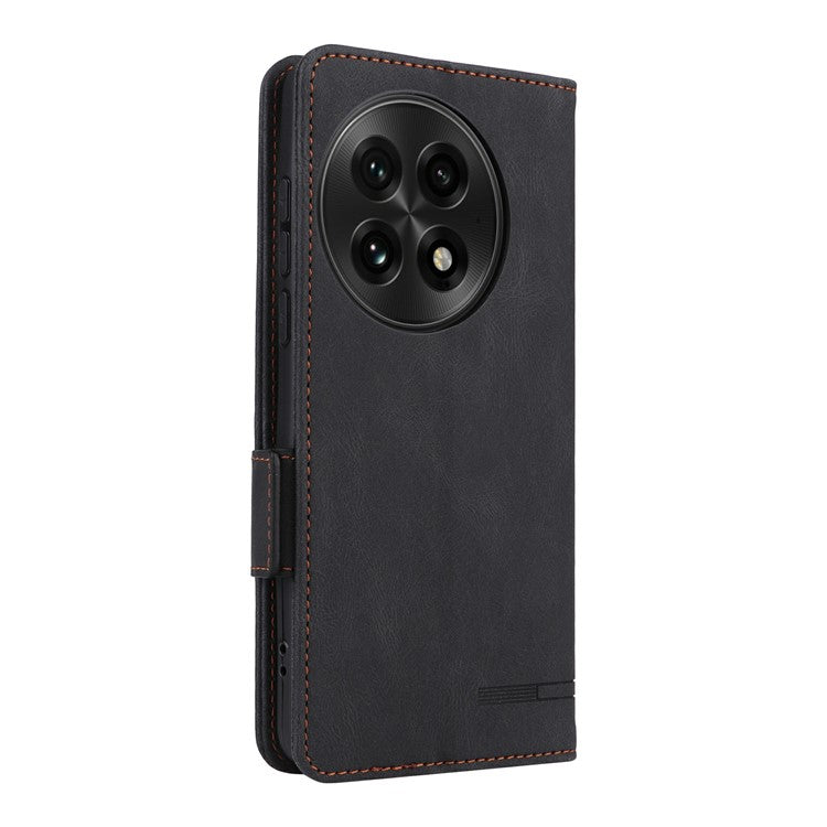 For OnePlus 13 Case Leather Wallet Flip Phone Cover with Hardware Decor - Black