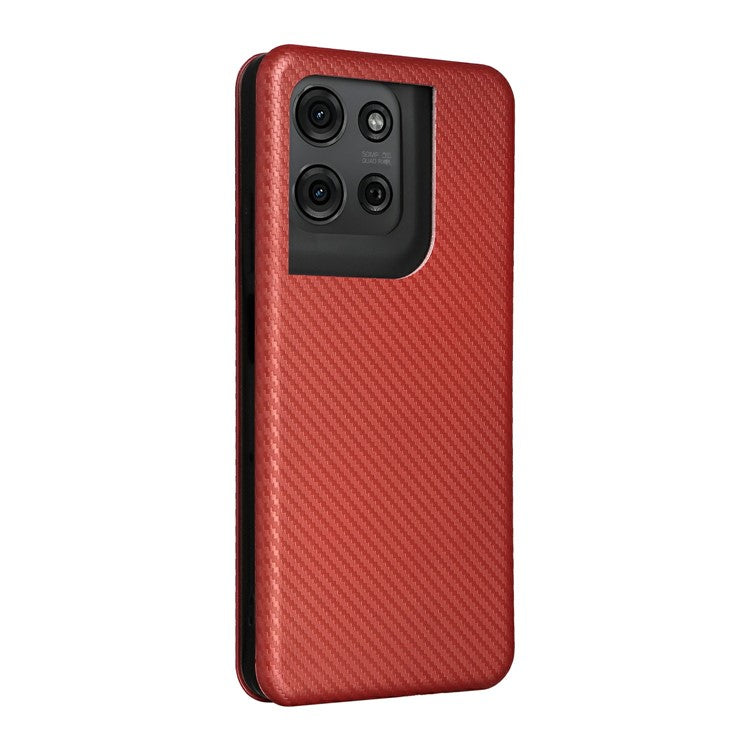 For Motorola Moto G75 5G Case Carbon Fiber Texture Drop-Proof PU Leather Phone Cover - Brown