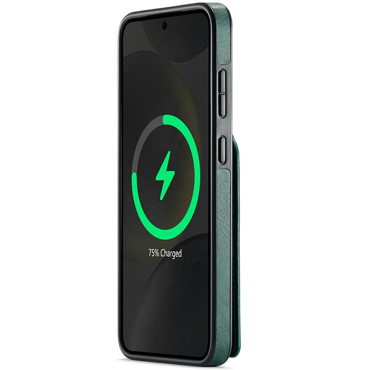 MAGKING K1 Series For Samsung Galaxy S25 Magnetic Case PC+TPU+PU Phone Cover with Card Holder - Green