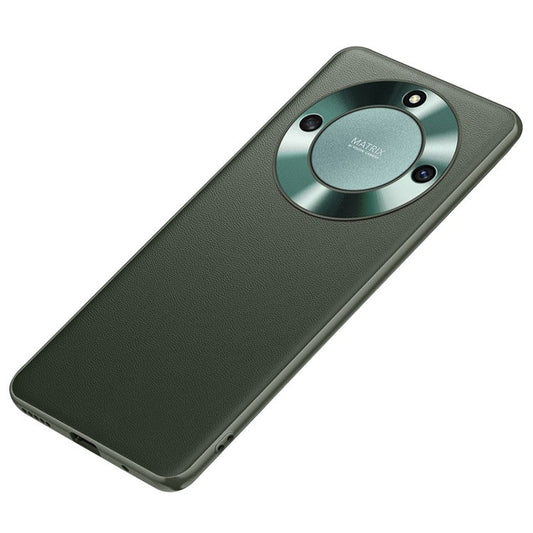 Phone Case for Honor X40 5G , Metal Lens Design Textured PU Leather Coating TPU + PC Protector Protective Cover - Green