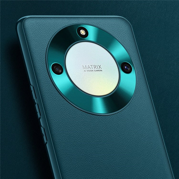 Phone Case for Honor X40 5G , Metal Lens Design Textured PU Leather Coating TPU + PC Protector Protective Cover - Blue