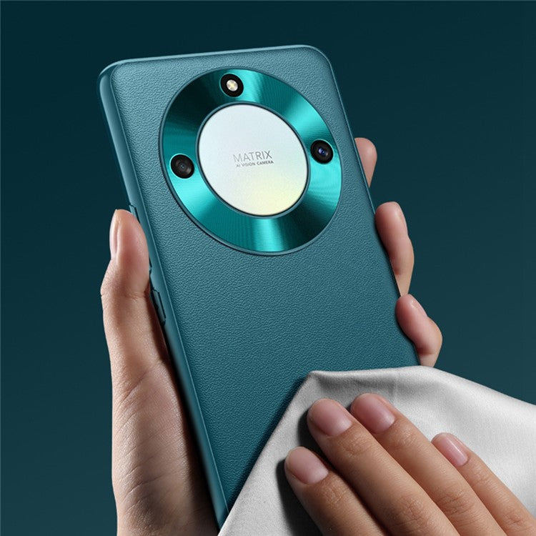 Phone Case for Honor X40 5G , Metal Lens Design Textured PU Leather Coating TPU + PC Protector Protective Cover - Blue