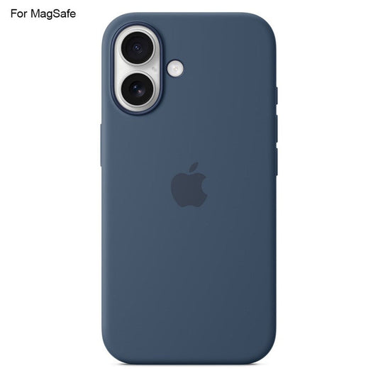 For iPhone 16 Case Compatible with MagSafe Liquid Silicone Phone Back Cover [Induction Popover] - Dark Blue