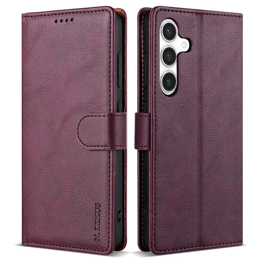 N.BEKUS CSJ-001 For 	Samsung Galaxy A36 5G Stand Case PU Leather Wallet Phone Cover - Wine Red
