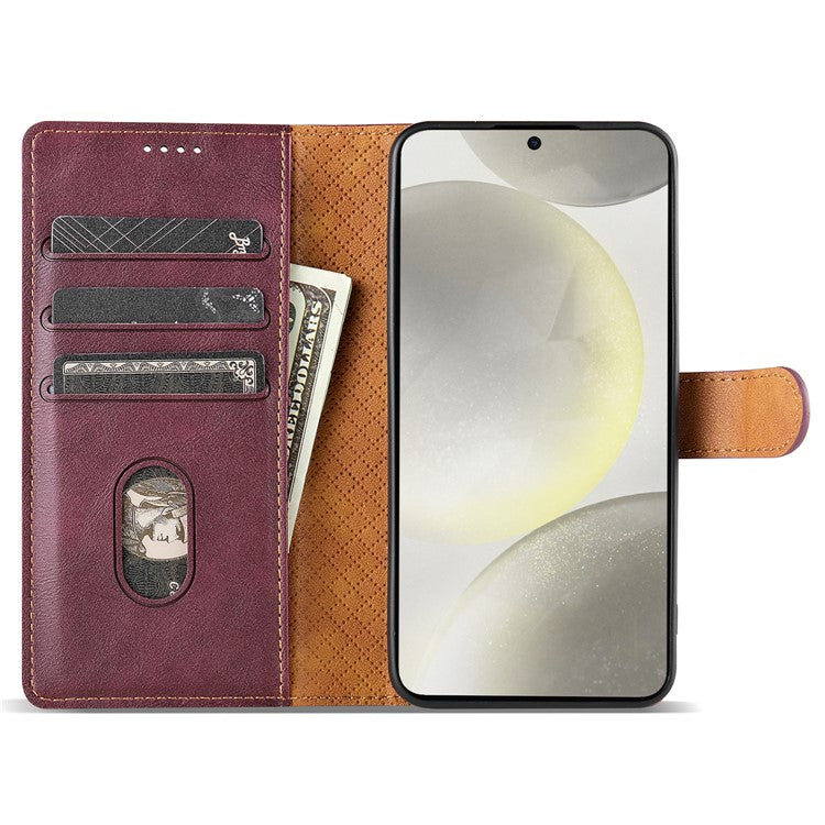 N.BEKUS CSJ-001 For 	Samsung Galaxy A36 5G Stand Case PU Leather Wallet Phone Cover - Wine Red