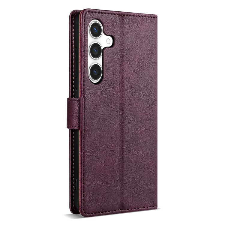 N.BEKUS CSJ-001 For 	Samsung Galaxy A36 5G Stand Case PU Leather Wallet Phone Cover - Wine Red