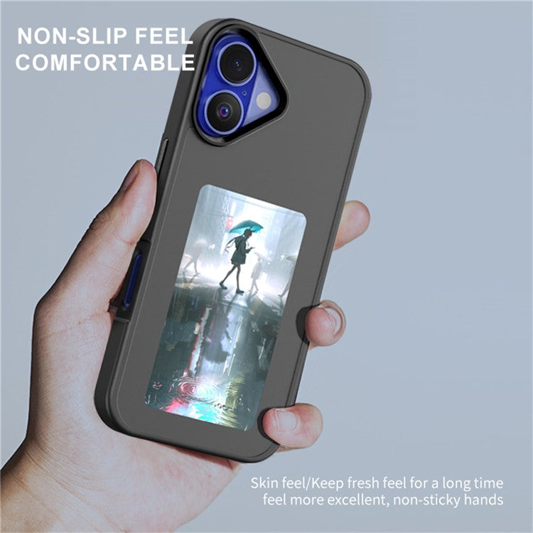 For iPhone 16 Smart E-Ink Phone Case 4 Color HD 3.97 inch Display NFC DIY Customized Screen - Black