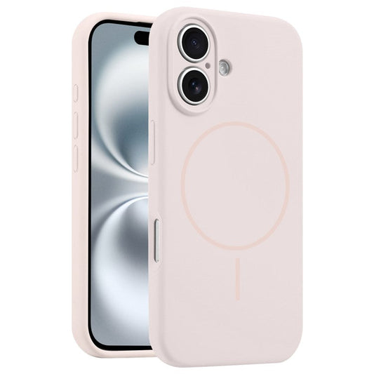 For iPhone 16 Case Compatible with MagSafe Silicone Shock Absorbing Phone Cover - Pink White