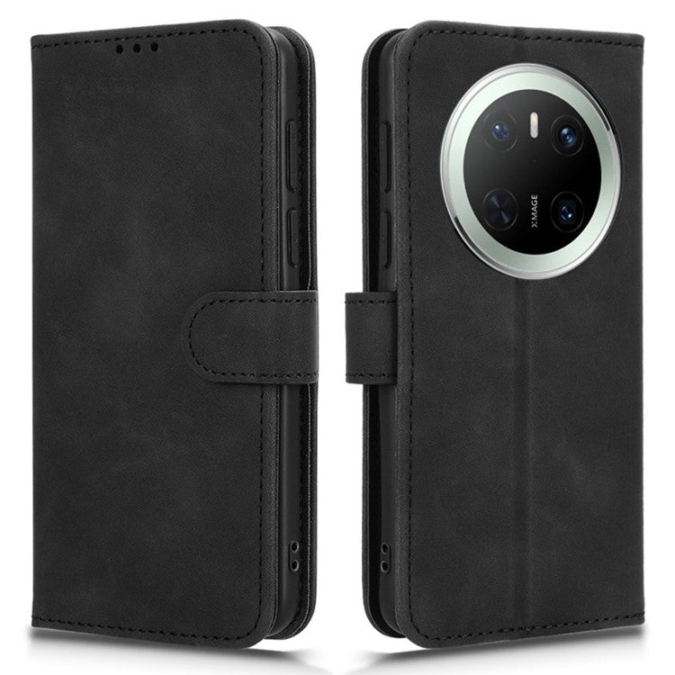 For Huawei Mate 70 Leather Case Skin-Feel Anti-Drop Wallet Flip Phone Cover - Black