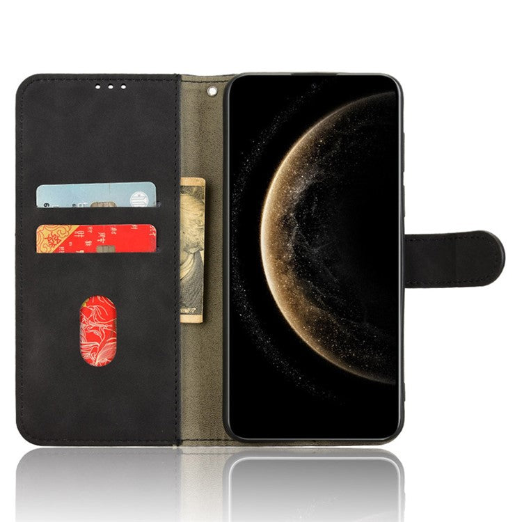 For Huawei Mate 70 Leather Case Skin-Feel Anti-Drop Wallet Flip Phone Cover - Black