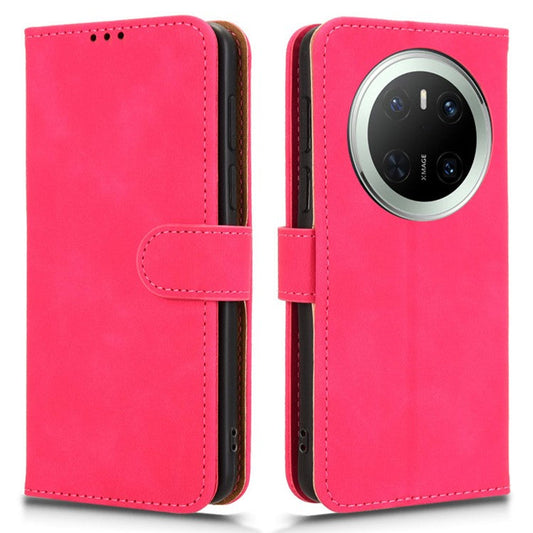For Huawei Mate 70 Leather Case Skin-Feel Anti-Drop Wallet Flip Phone Cover - Rose