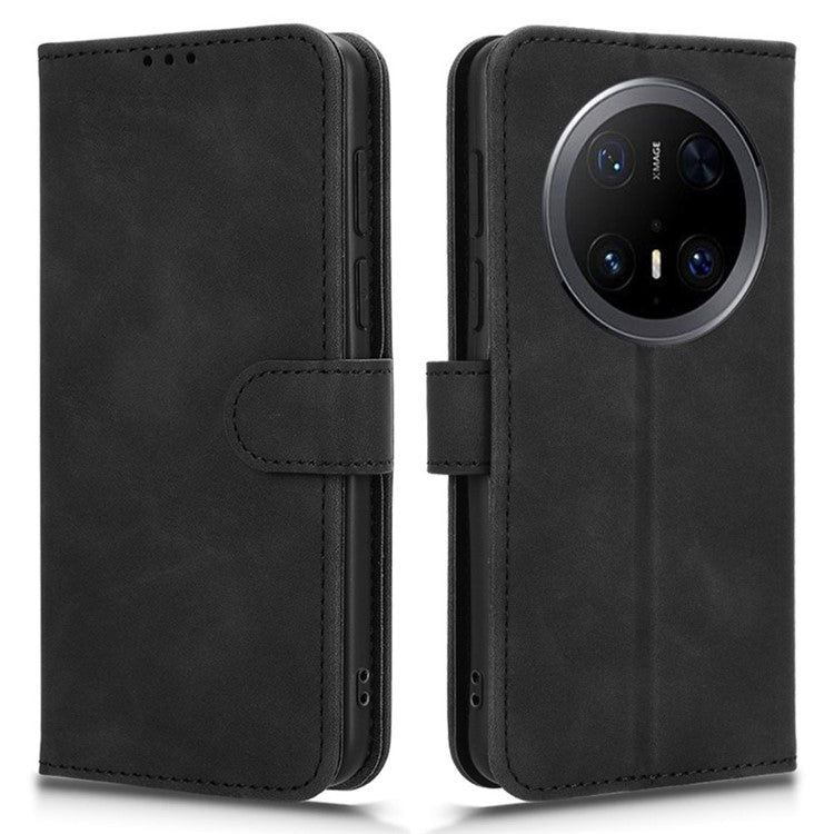 For Huawei Mate 70 Pro+ / 70 Pro Leather Case Skin-Feel Anti-Drop Wallet Flip Phone Cover - Black