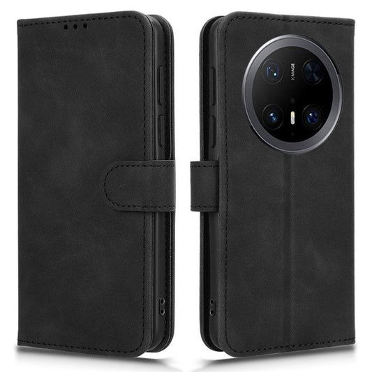 For Huawei Mate 70 Pro+ / 70 Pro Leather Case Skin-Feel Anti-Drop Wallet Flip Phone Cover - Black