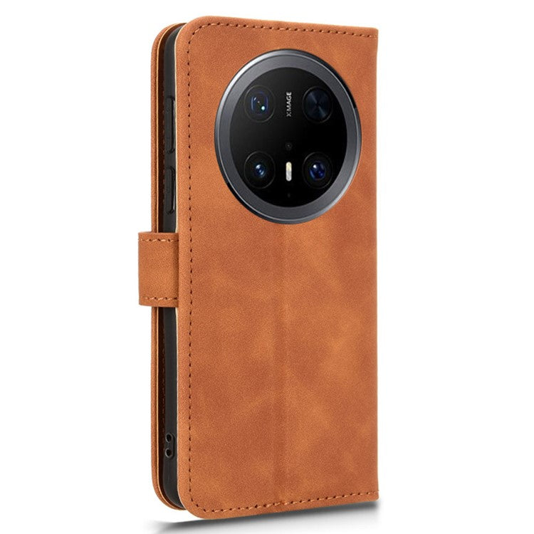 For Huawei Mate 70 Pro+ / 70 Pro Leather Case Skin-Feel Anti-Drop Wallet Flip Phone Cover - Brown