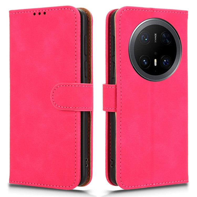 For Huawei Mate 70 Pro+ / 70 Pro Leather Case Skin-Feel Anti-Drop Wallet Flip Phone Cover - Rose