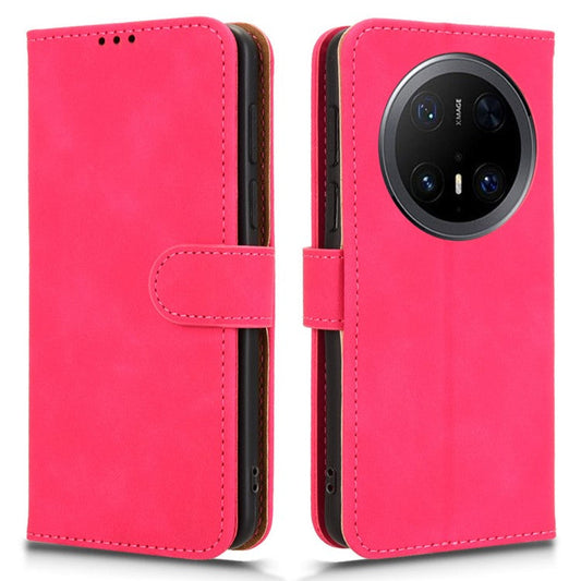 For Huawei Mate 70 Pro+ / 70 Pro Leather Case Skin-Feel Anti-Drop Wallet Flip Phone Cover - Rose