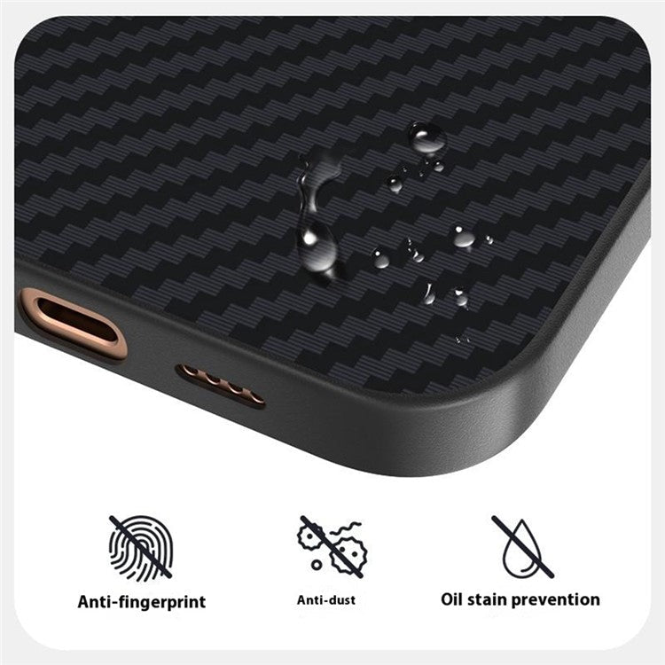 ABEEL For iPhone 16 Case Compatible with MagSafe Carbon Fiber Texture Back Cover - Black  /  Silver