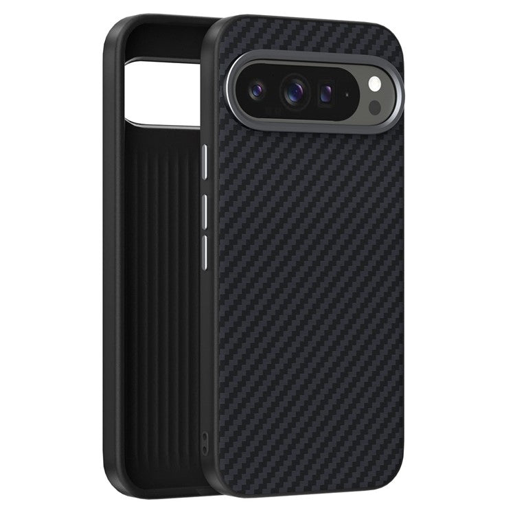 ABEEL For Google Pixel 9 / Pixel 9 Pro Case Compatible with MagSafe Carbon Fiber Texture Back Cover - Black