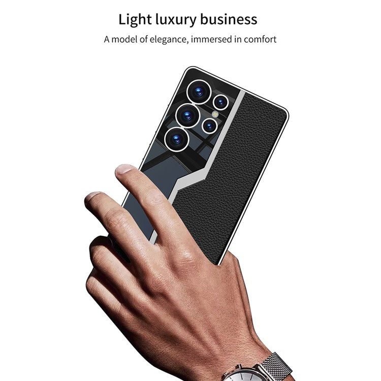 GKK For Samsung Galaxy S25 Ultra Case TPU+PC+PU Phone Back Cover Electroplating - Starlight