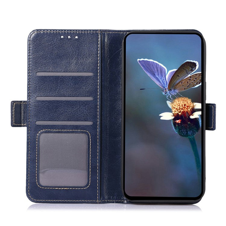 ABEEL For Samsung Galaxy A26 5G Case PU Leather Crazy Horse Texture Wallet Phone Cover - Blue