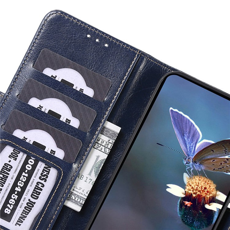 ABEEL For Samsung Galaxy A26 5G Case PU Leather Crazy Horse Texture Wallet Phone Cover - Blue