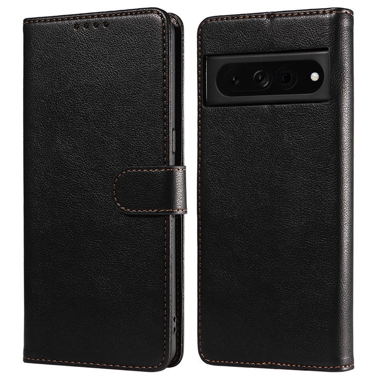 For Google Pixel 7 Pro 5G Leather Case Litchi Texture RFID Blocking Wallet Stand Phone Cover - Black