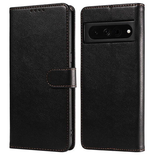 For Google Pixel 7 Pro 5G Leather Case Litchi Texture RFID Blocking Wallet Stand Phone Cover - Black