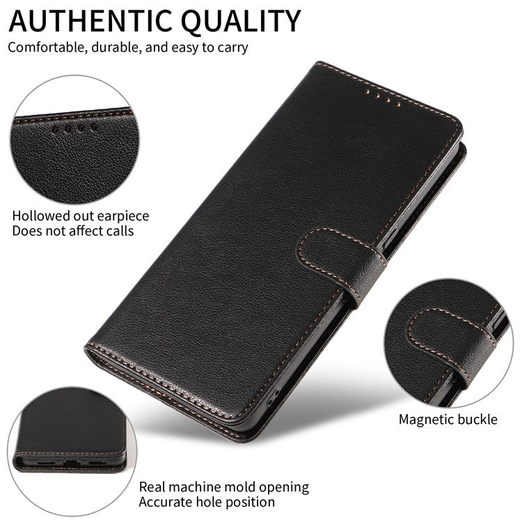 For Google Pixel 7 Pro 5G Leather Case Litchi Texture RFID Blocking Wallet Stand Phone Cover - Black