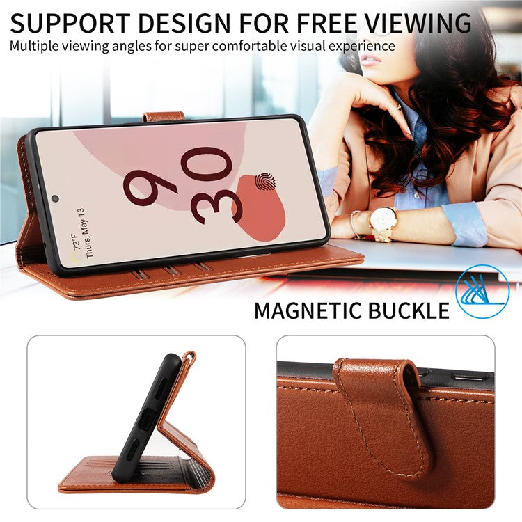 For Google Pixel 7 Pro 5G Leather Case Litchi Texture RFID Blocking Wallet Stand Phone Cover - Brown