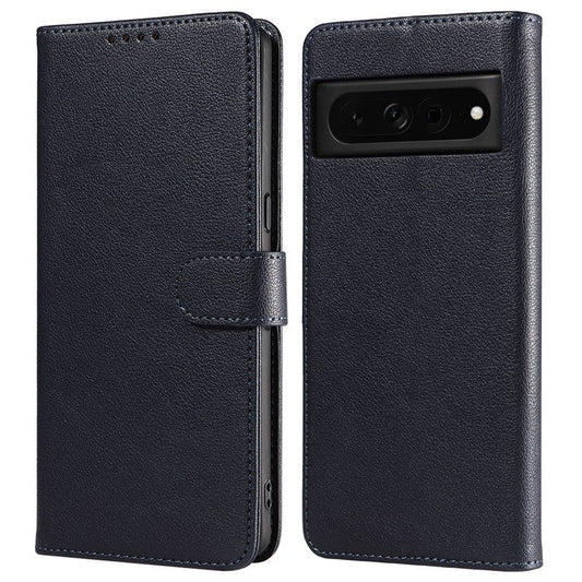For Google Pixel 7 Pro 5G Leather Case Litchi Texture RFID Blocking Wallet Stand Phone Cover - Blue