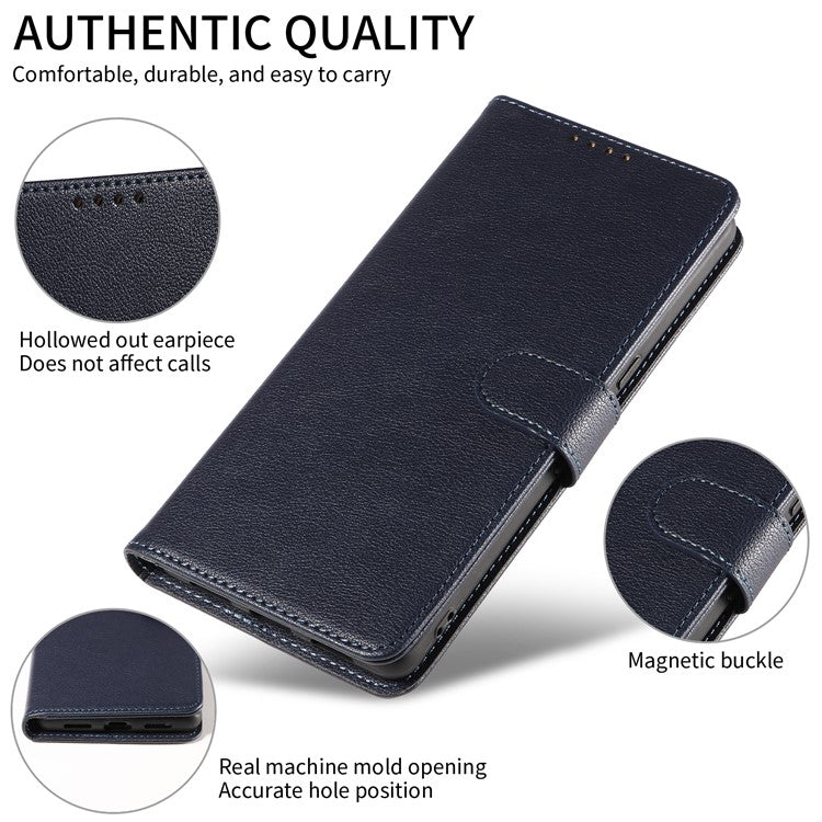 For Google Pixel 7 Pro 5G Leather Case Litchi Texture RFID Blocking Wallet Stand Phone Cover - Blue