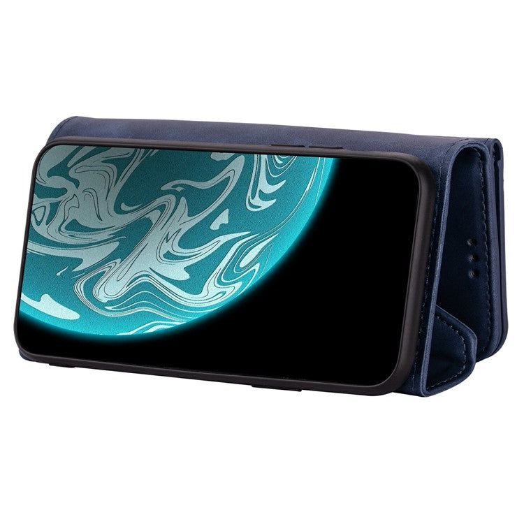 N.BEKUS For Samsung Galaxy S25+ Cases Skin-Touch Leather Wallet Phone Cover with Straps - Blue