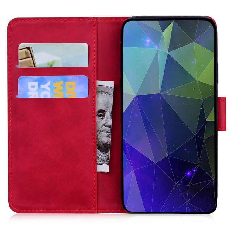 For Samsung Galaxy A26 5G Stand Case PU Leather Phone Cover Butterfly Printed - Red