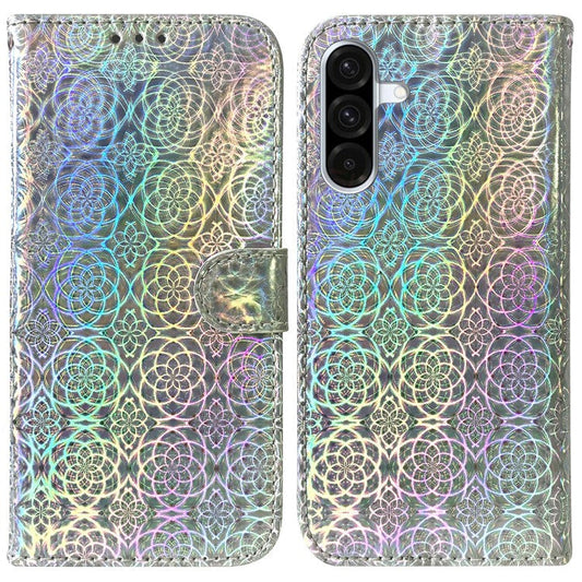 For Samsung Galaxy A56 5G  /  A36 5G Stand Case Dazzling Flower Leather Phone Cover - Grey