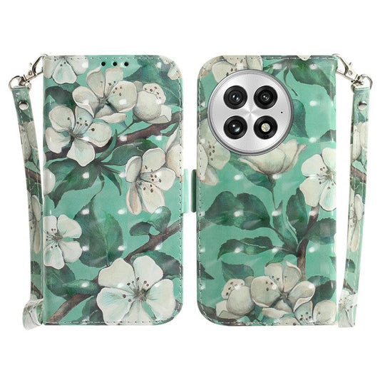 For OnePlus 13 Case Pattern Printing Leather Wallet Phone Cover - Watercolor Flowers