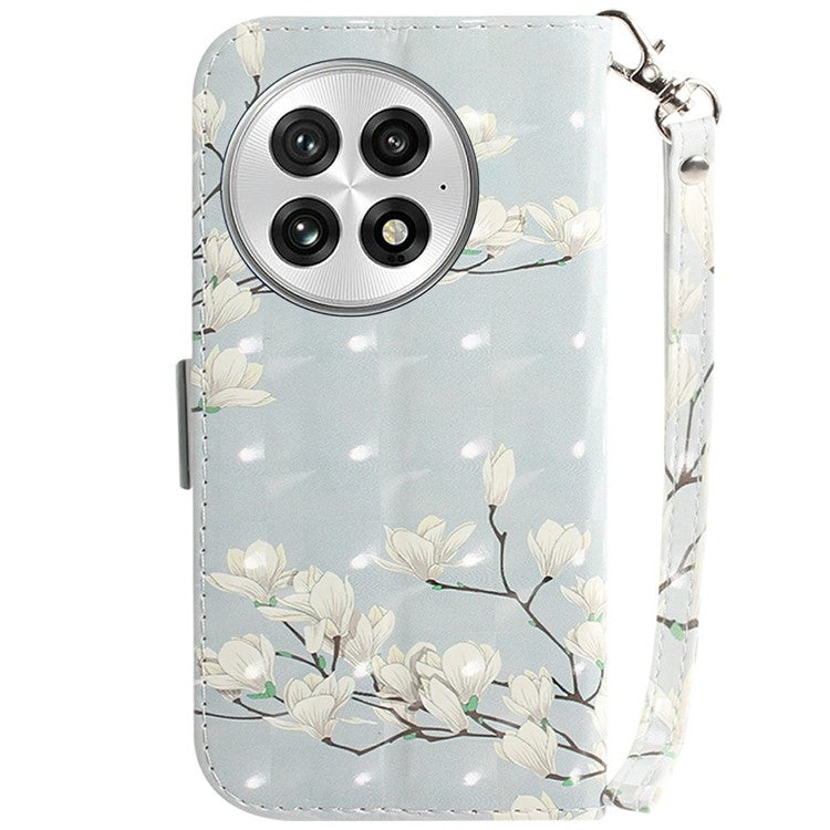 For OnePlus 13 Case Pattern Printing Leather Wallet Phone Cover - Magnolia